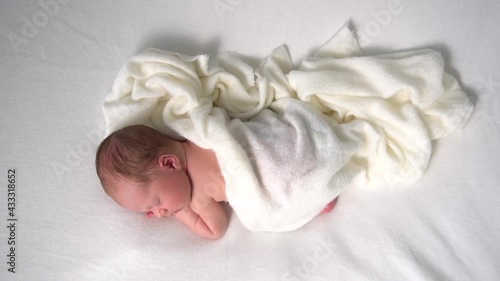 Wallpaper Mural Slow Motion Newborn baby girl smiling in her sleep Torontodigital.ca