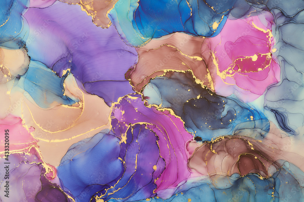 Natural luxury abstract fluid art painting in alcohol ink technique ...