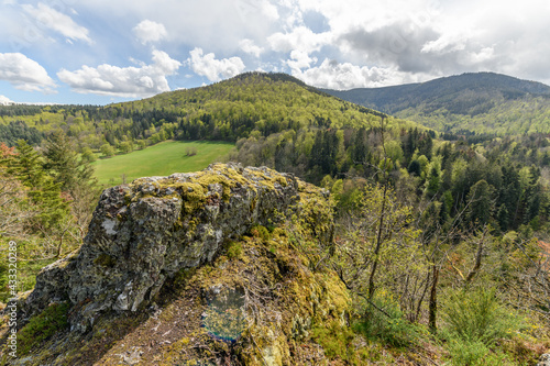 Mountain landscape in spring in the Vosges.