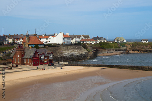 Houses and buildings by Tynemouth Beach, Tyne & Wear, North East England, UK in 2021