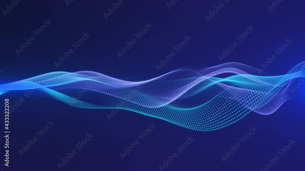beautiful abstract wave technology digital network background with blue digital dots