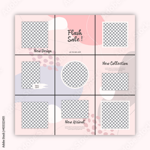 Creative instagram puzzle feed with 9 templates