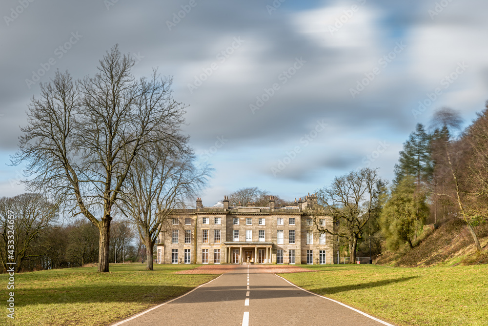 Wigan, UK, Feb 18 2021: A long exposure photograph documenting Haigh Hall, Wigan