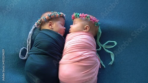 Slow Motion Baby fraternal twin sisters 