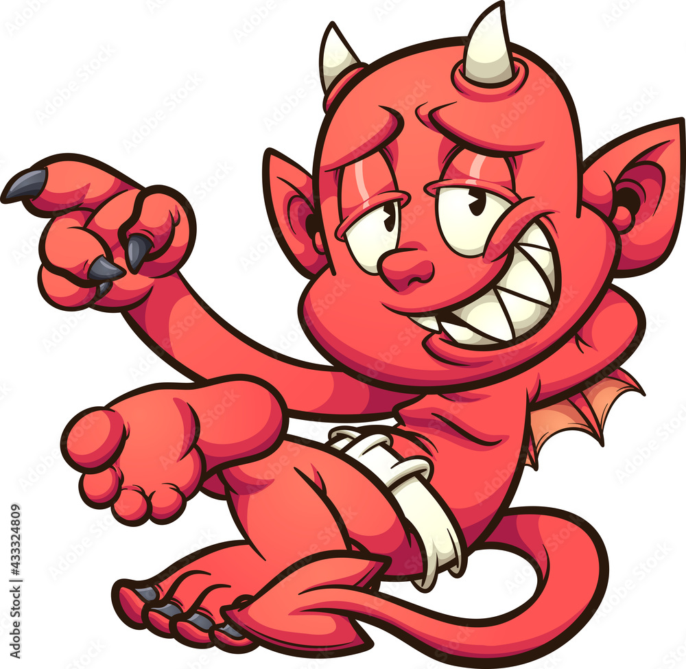 Red devil lying down cartoon character. Vector clip art illustration with  simple gradients. All in a single layer. Stock Vector | Adobe Stock