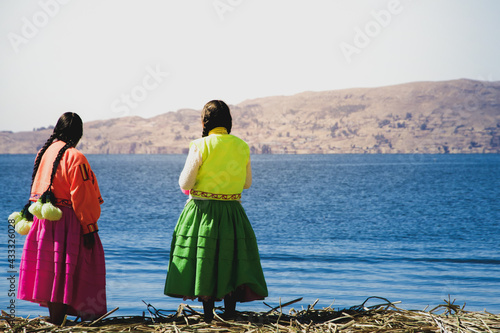 person on the lake titicaca