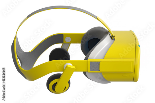 Virtual yellow reality glasses isolated on white background. 3d rendering