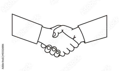 Handshake vector line icon, black outline agreement symbol, shake hand. Business illustration