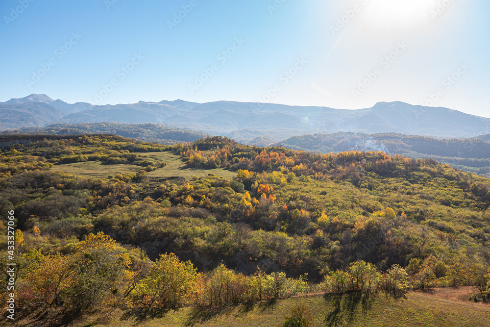Caucasian Landscape near the village of Yukerch-Keloi, Shatoisky district, Chechnya, Russia. 