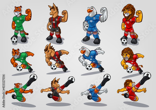 set of mascot animals for sports