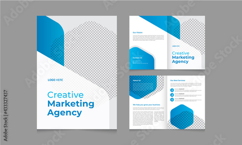 Bifold Corporate Brochure template design with business idea layout photo