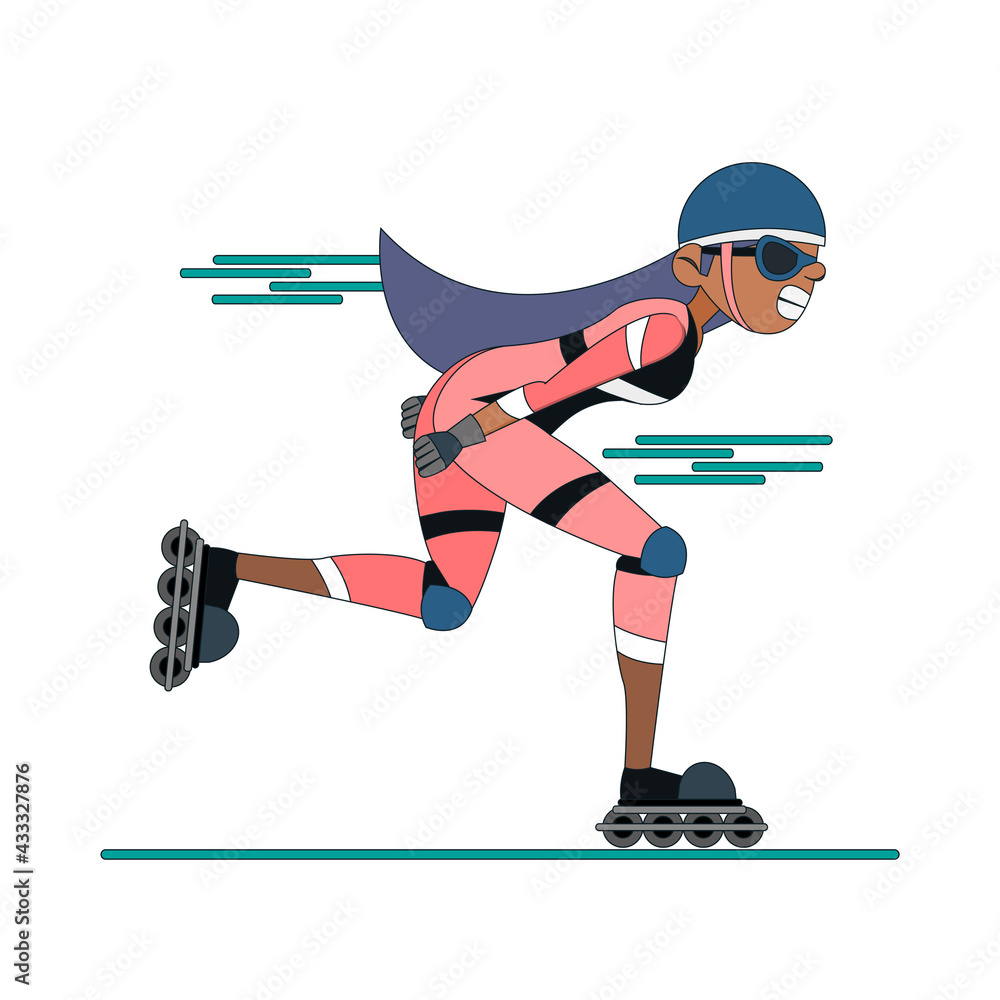 Fototapeta premium Isolated girl character practicing skate