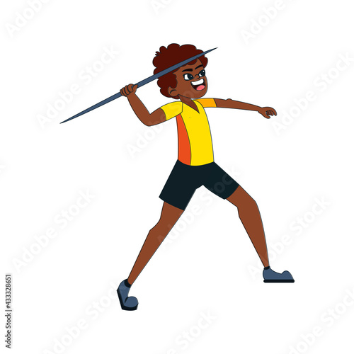 Isolated male character throwing a javelin