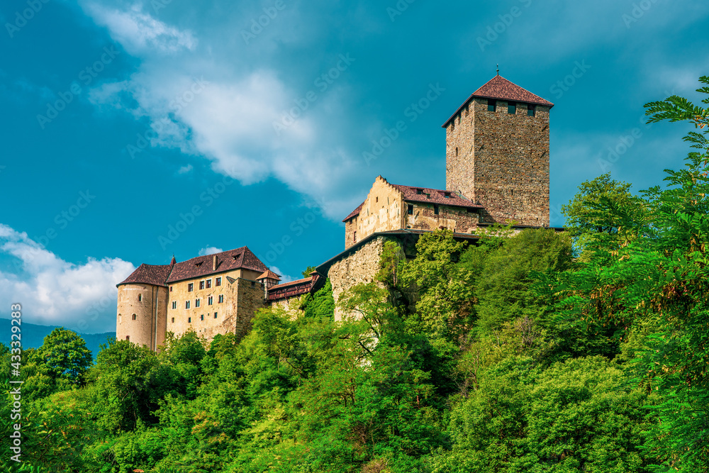 Tirol Castle as seen from Dorf Tirol in South Tyrol.