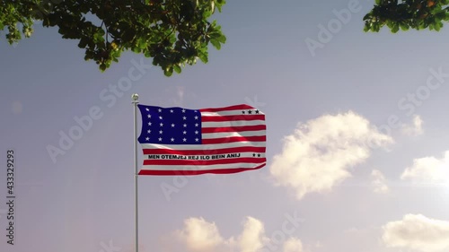 Bikini Atoll Flag With  Modern City  photo