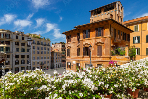 Photography Piazza di Spagna Trinit dei Monti panorama of the stately buildings the street l
