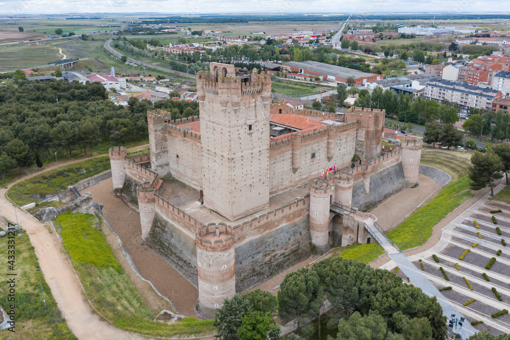Aerial view of Castillo de La Mota in Medina del Campo, Spain