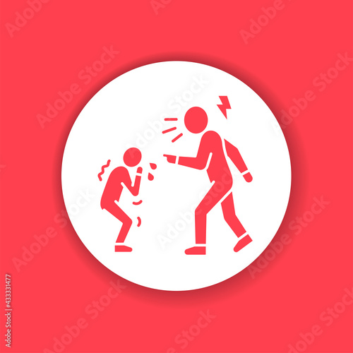 Parent bullying kid black glyph icon. Human rights. Child abuse. Violence in family. Sign for web page, mobile app, button