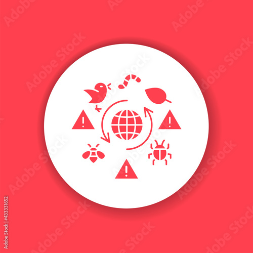 Biodiversity loss black glyph icon. Extinction animal species. Environmental problems. Sign for web page, app.
