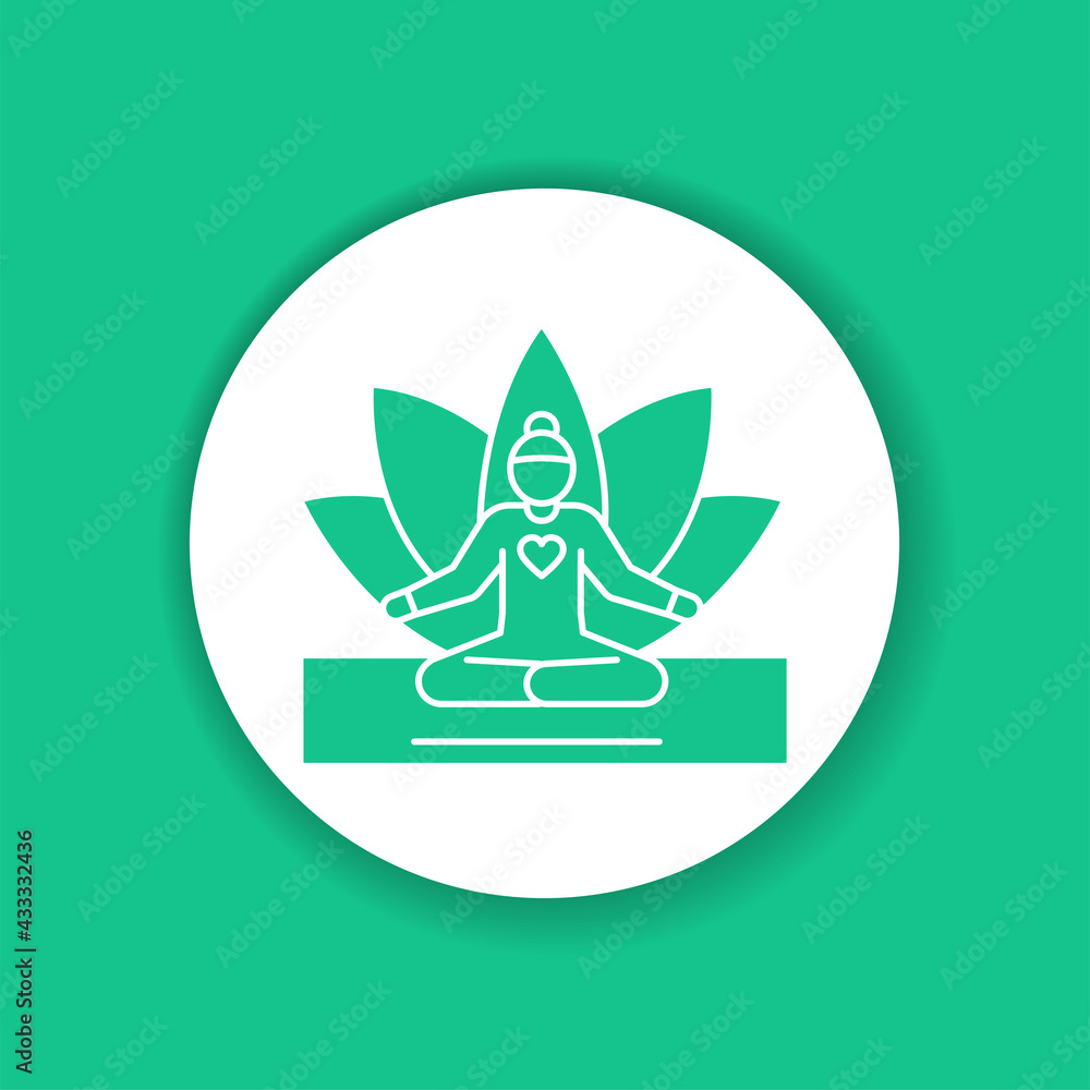 Faceless girl sitting meditation pose black glyph icon. Yoga pose. Asana. Home leisure. Faceless girl sitting meditation pose black glyph icon. Yoga pose. Asana. Home leisure.