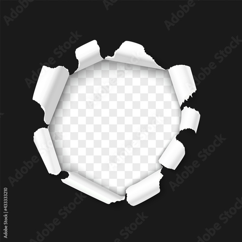 Black detailed paper hole realistic 3D vector template. Concept for Black Friday sale banner photo