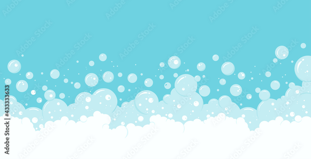 Soap bubbles and foam vector background, transparent suds border. Abstract illustration Soap bubbles and foam vector background, transparent suds border. Abstract illustration
