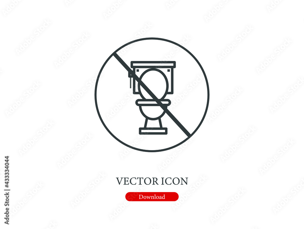 No toilet vector icon. Editable stroke. Symbol in Line Art Style for Design, Presentation, Website or Apps Elements, Logo. Pixel vector graphics - Vector No toilet vector icon. Editable stroke. Symbol in Line Art Style for Design, Presentation, Website or Apps Elements, Logo. Pixel vector graphics - Vector