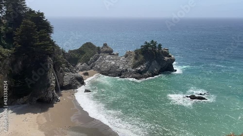 The McWay waterfall and the bay in the Julia Pfeiffer Burns State Park, California