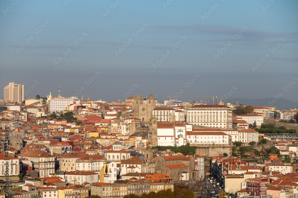 Panoramic view on old part of Porto city in Portugal