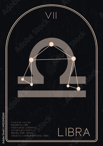 Libra zodiac sign. Editable PDF 