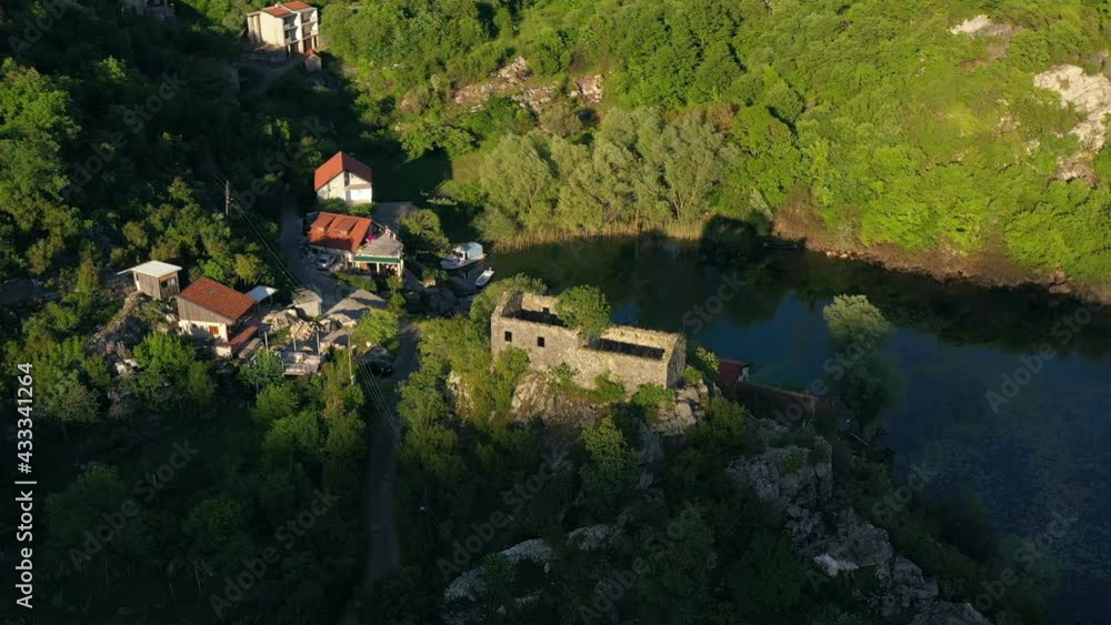 View of old ruins in Karuc village, Skadar lake, Montenegro