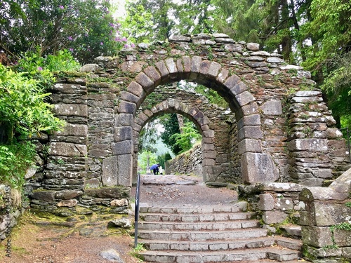 Old Stone Arched Entrance Glendalough in Ireland 