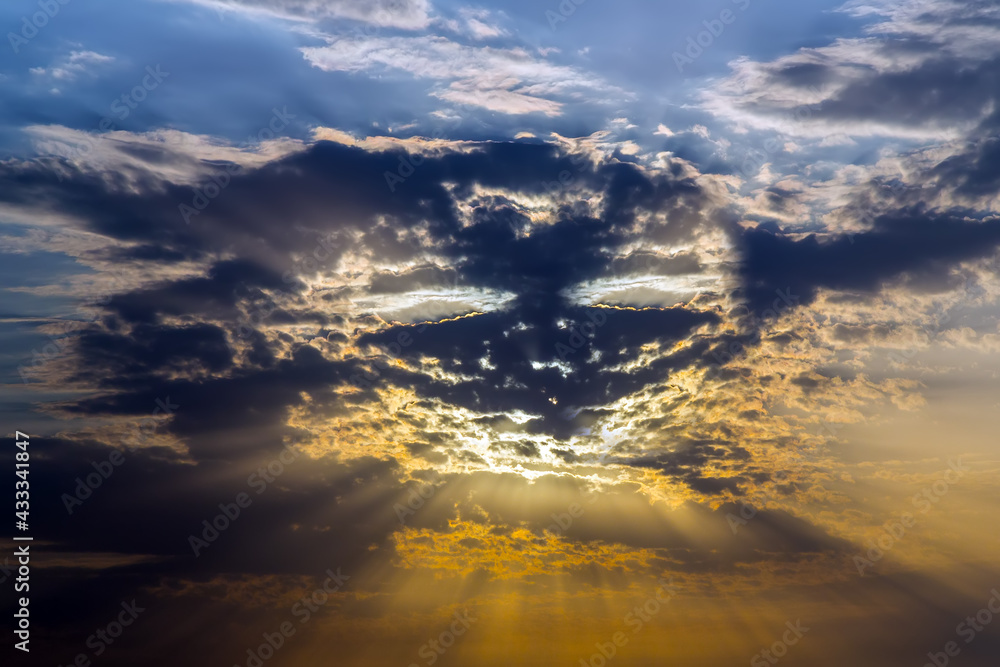 Dramatic sky heaven hell face of a demon Dramatic sky heaven hell face of a demon