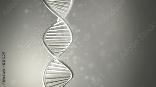 Fotografi Double-stranded helix DNA model in gray color, 3D render.