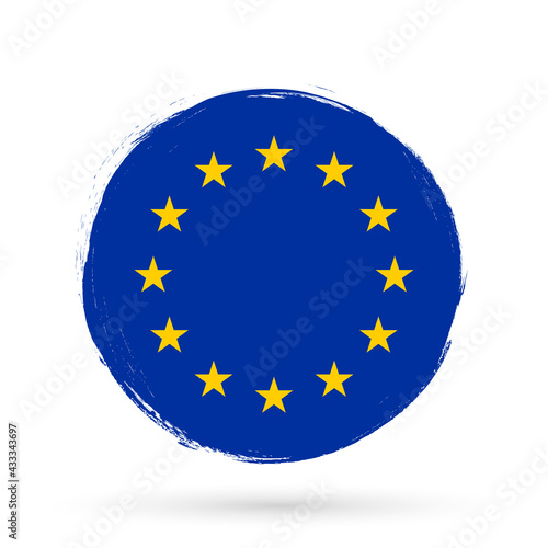 Flag of Europe. European flag, banner with grunge brush. European Union.