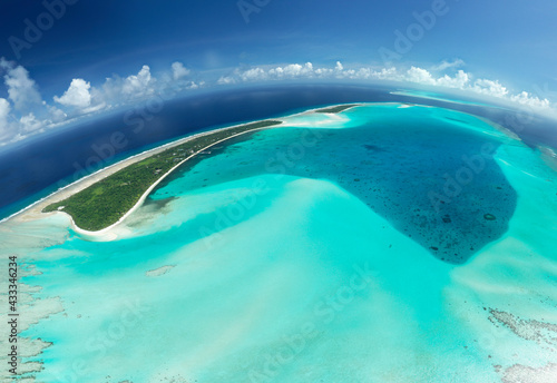 Wide Panoramic aerial view of Kayangel Atoll in Palau