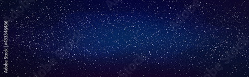 Space starry backdrop. Deep cosmic wallpaper. Wide cosmos with shining stars. Beautiful universe with constellation. Milky way texture. Vector illustration