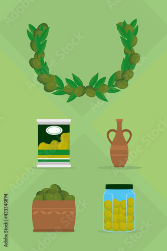green olives set