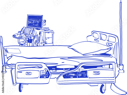 vector illustration of the hospital bad in a hospital