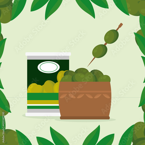 olives basket illustration