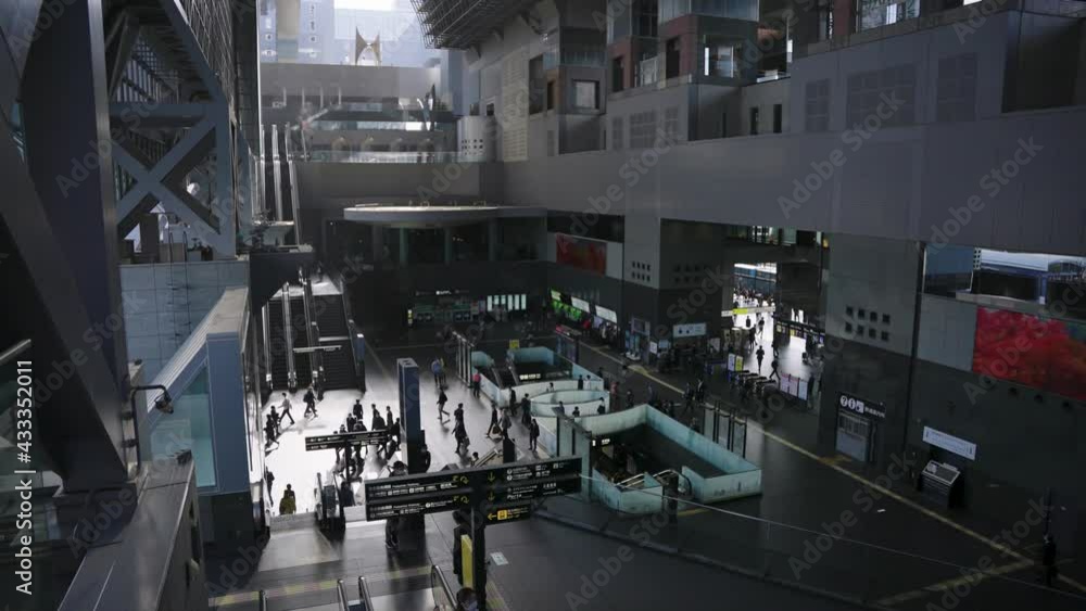 Kyoto Station, Morning Japanese Commuters in Slow Motion Kyoto Station, Morning Japanese Commuters in Slow Motion