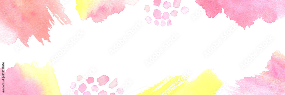 水彩で描いたかわいいピンクのバナー
