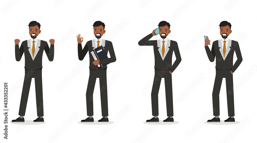 businessman wear black suit character vector design. Presentation in various action. businessman wear black suit character vector design. Presentation in various action.