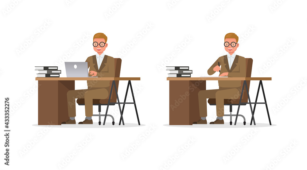 businessman wear brown suit character vector design. Presentation in various action. businessman wear brown suit character vector design. Presentation in various action.