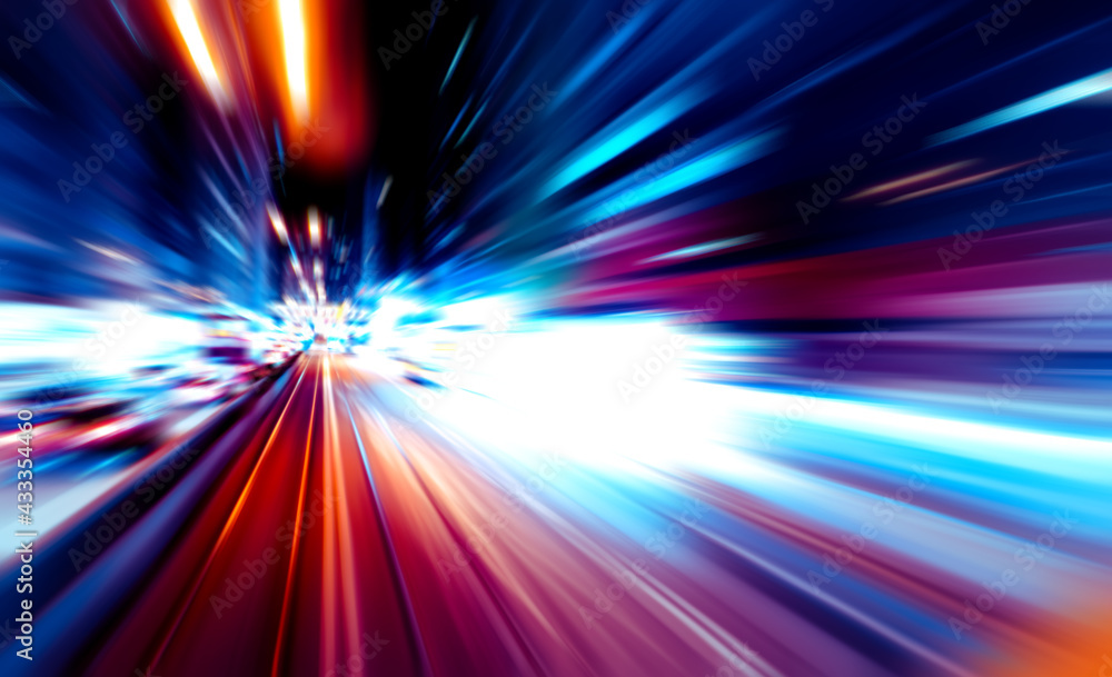 Obraz premium Abstract image of night traffic light trails in the city