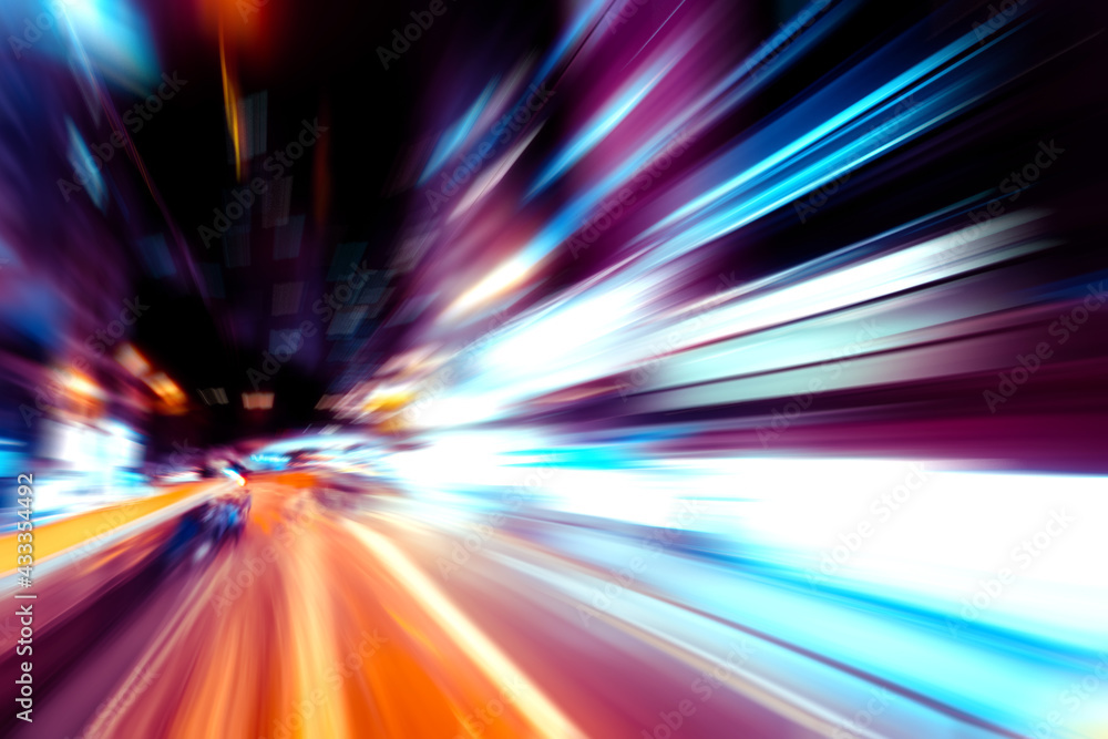 Abstract image of night traffic light trails in the city Abstract image of night traffic light trails in the city