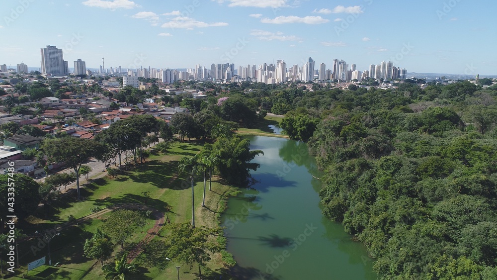 Aerial footage taken by the drone at Jardim Botânico Park in Goiânia