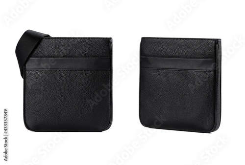 Black universal bag. Front and side views