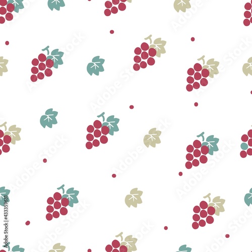 Fresh Organic Red Grapes Vector Graphic Seamless Pattern