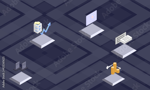Bank holding company concept on abstract design